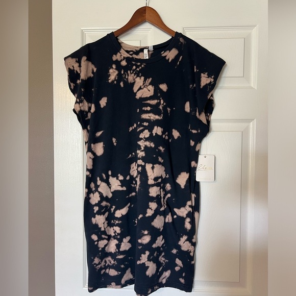 Elan Navy & Tan Tie Dye Dress - Picture 1 of 10